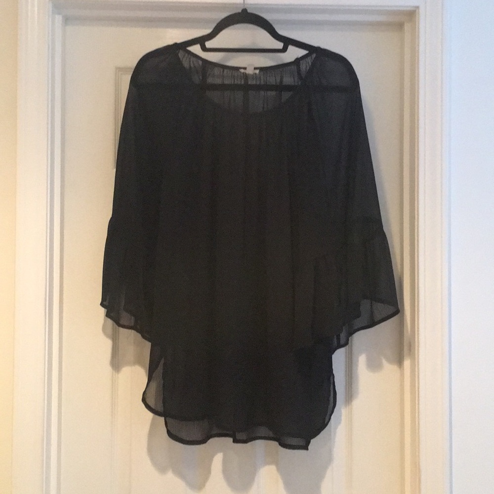 Sheer bell sleeve blouse